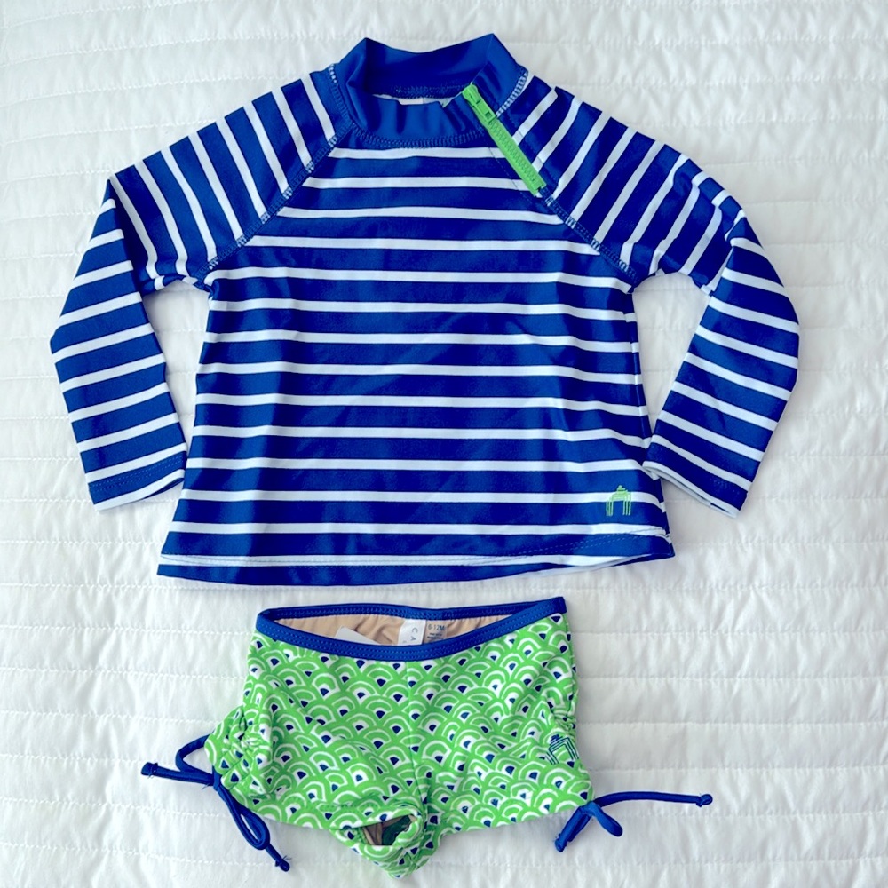 NWT! Cabana Life Royal Striped Baby Rashguard Set